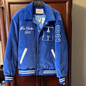 Brand New Hudson Big “H” 2002 Free Thinker Royal Blue Corduroy Bomber Jacket!